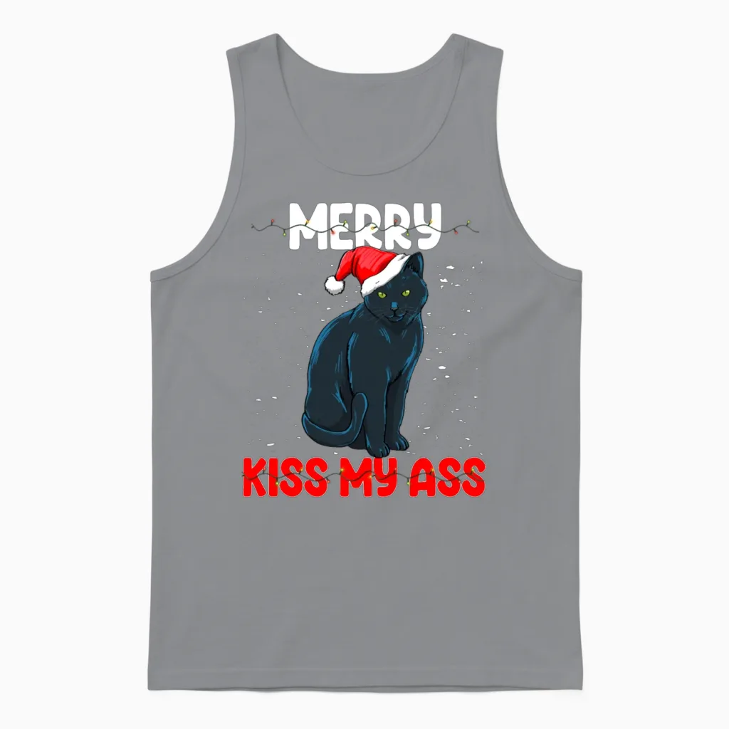Merry Kiss My Ass Unisex Tank Top in Sport Grey
