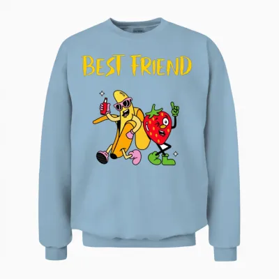 Banana Design Cartoon Unisex Sweatshirt - Light Blue