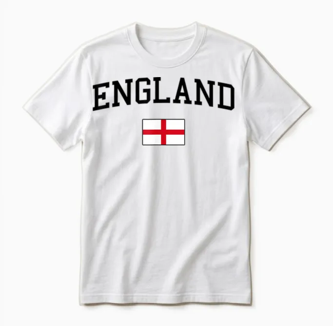 Englische Flagge Herren Damen Kinder England Unisex T-Shirt in White