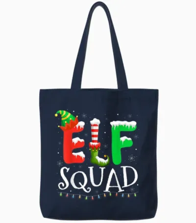 Elf Family Christmas Matching Pajamas Xmas Elf Squad Tote Bags - Navy