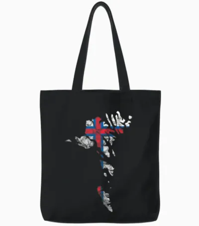 Faroe Islands Silhouette Faroese Flag Scandinavia Tote Bags - Black