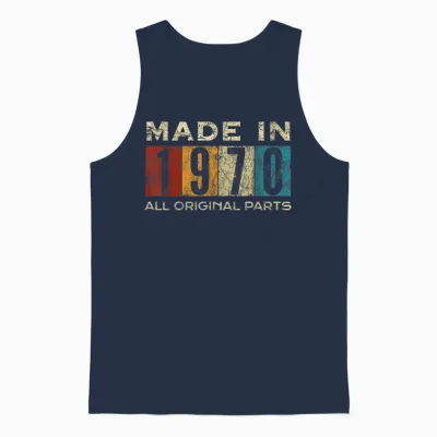 Retro 1970 All Original Parts Vintage Made in 1970 Unisex Tank Top - Navy