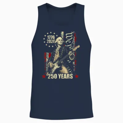250 Years Still Rocking George Washington Playing Guitar Unisex Tank Top - Navy