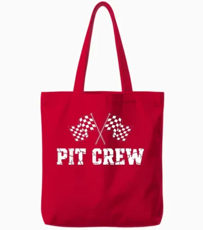 Pit Crew Race Car Birthday Party Family Matching Car Racing Tote Bags - Red