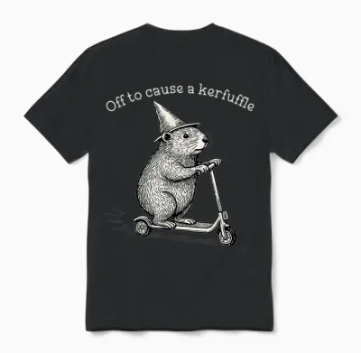 Off to Cause a Kerfuffle Funny Capybara Meme Unisex T-Shirt - Black
