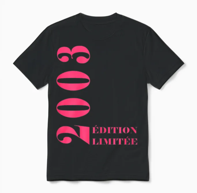 21 Years Anniversary Year 2003 Limited Edition Woman 2003 T-Shirt, Black Unisex T-Shirt in Black