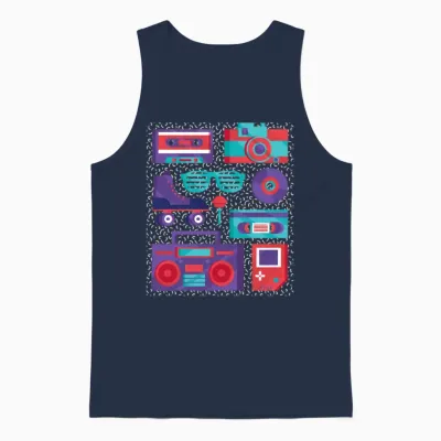 Retro Vibes Unisex Tank Top - Navy