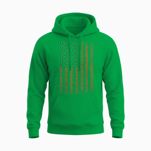 Cool Bee Keeper Art Us Flag Honey Beekeeping Unisex Hoodie in Irish Green