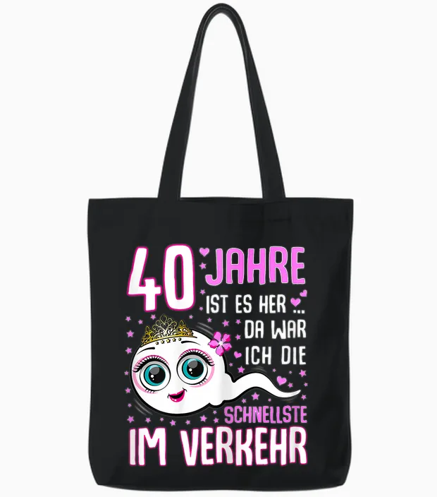 40 Years Ago the Fastest in Traffic 40th Birthday Woman Tote Bags in Black