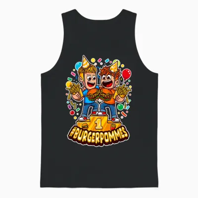 Cute Burger.pommes Cartoon Art Sieger Podest Foodie Unisex Tank Top - Black