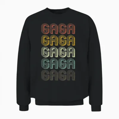 Retro Gaga First Name Personalized Gaga Groovy Vintage Unisex Sweatshirt - Black