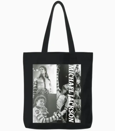 Michael Jackson 012 Back Printed Tote Bags - Black