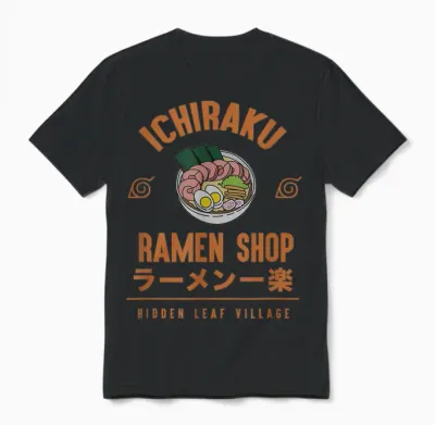 Naruto Shippuden Anime Cartoon Ramen Shop T-Shirt Small Unisex T-Shirt - Black
