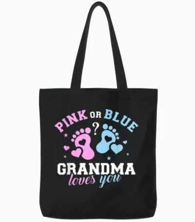Gender Reveal Grandma Tote Bags - Black