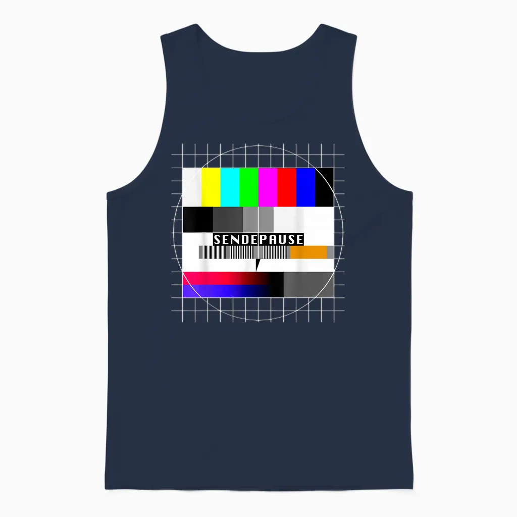90er Outfit & 80er Motto Party Oldschool Geschenk Testbild Sendepause 90s Party 80s Outfit Costume T-Shirt Black Unisex Adult Small Unisex Tank Top in Navy