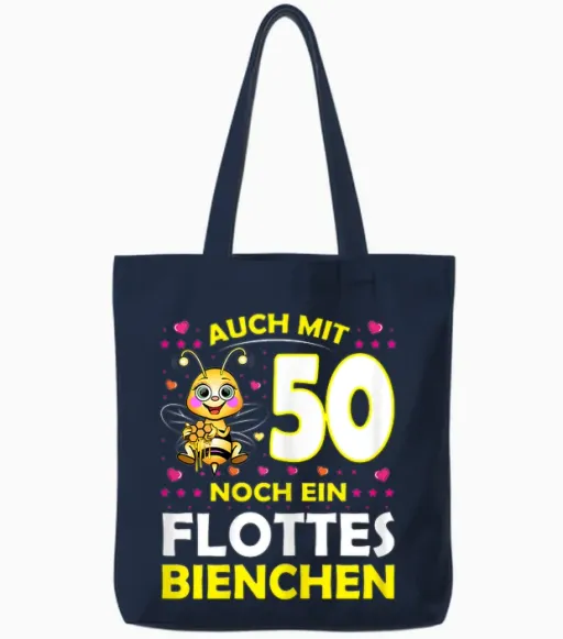 50 Years Fleet Bee 50th Birthday 50th Anniversary T-Shirt, Black Tote Bags - Navy