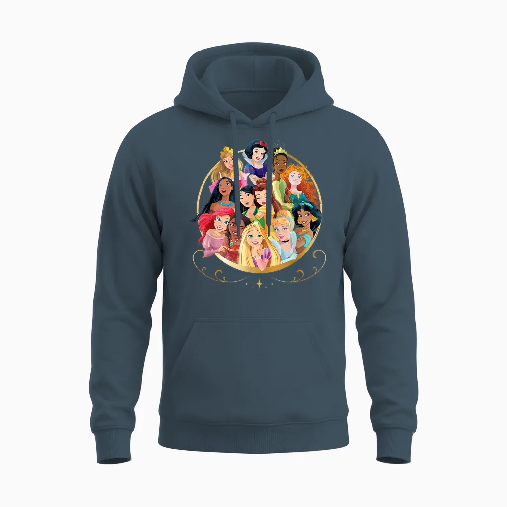 Disney Princess Royal Friends Group Unisex Hoodie in Dark Heather