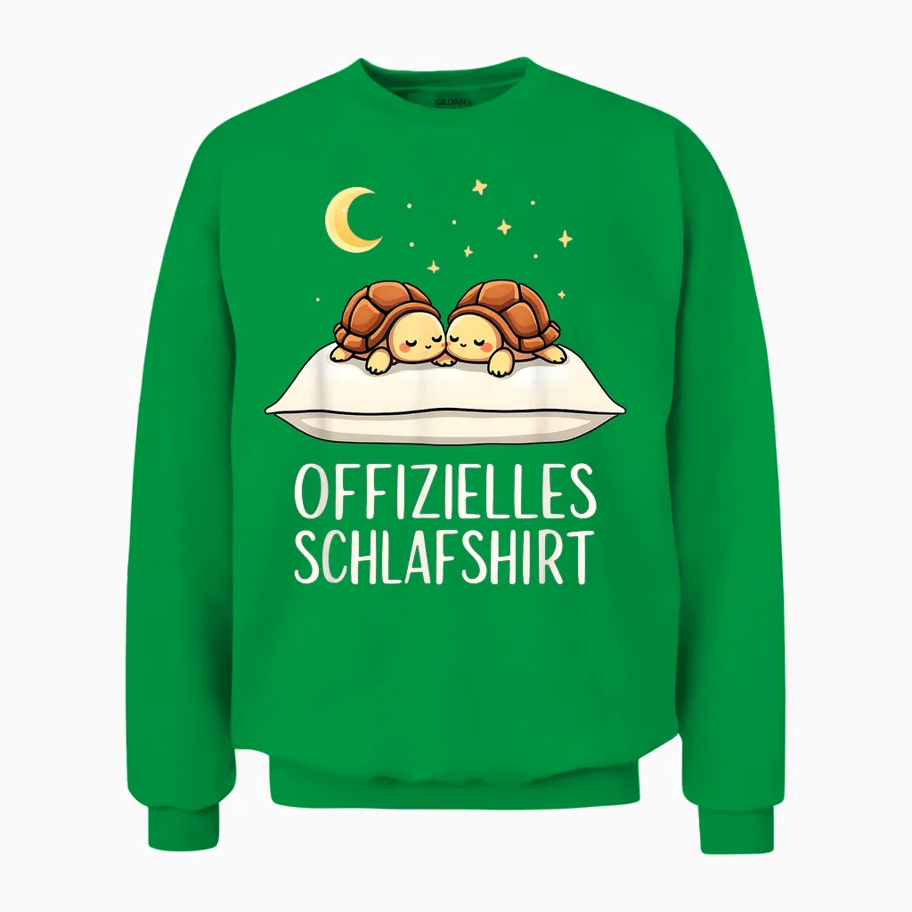 Official Sleep Shirt Turtle Tortoise T-Shirt, Black Unisex Sweatshirt in Irish Green