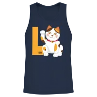 Funny Laugh Lmao Manekineko Chinese Lucky Cat Puns Unisex Tank Top - Navy – 2
