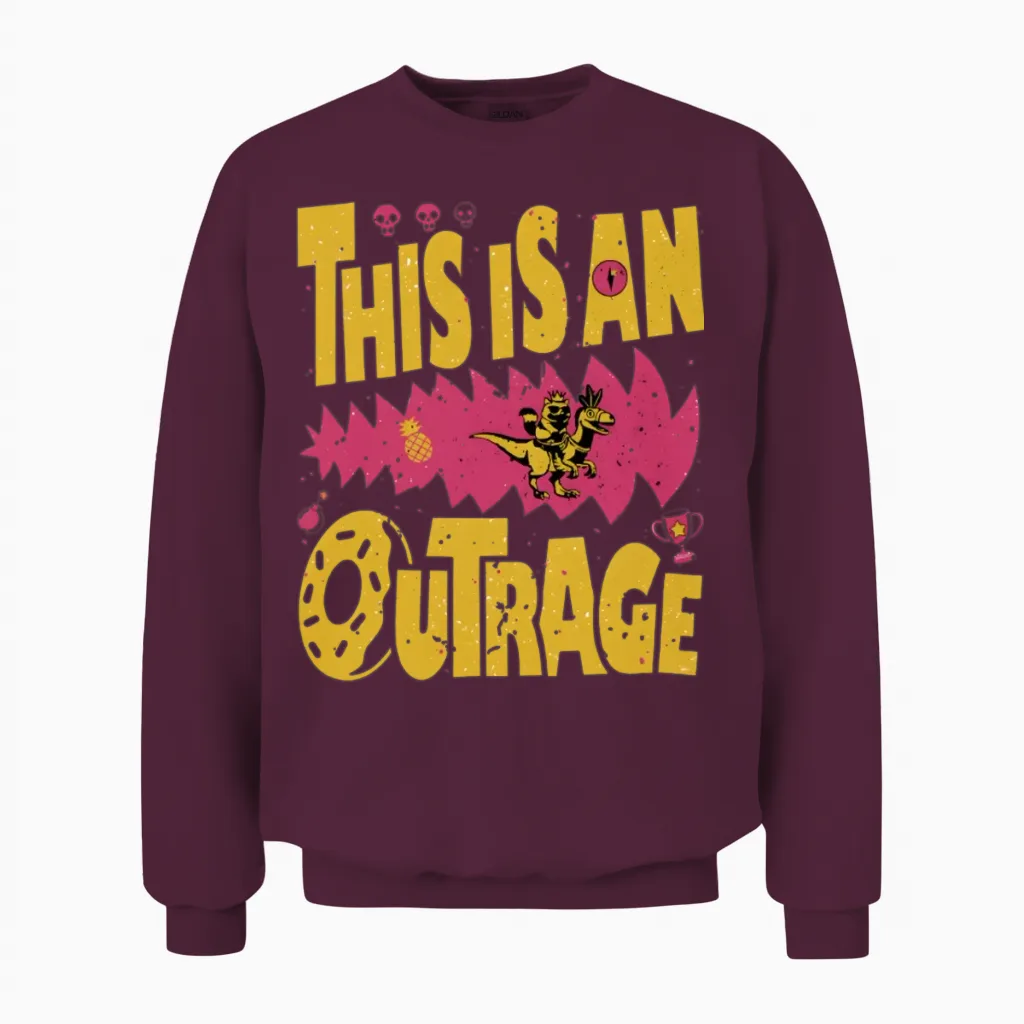 This Is an Outrage Comfort Colors Dungeon Crawler Unisex Sweatshirt in Maroon