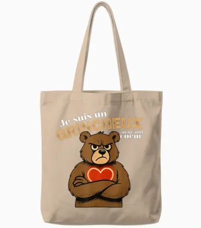Grumpy Man Big Heart Funny Gift Dad Railer Bear Tote Bags - Natural