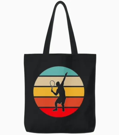 Tennis Retro Tote Bags - Black
