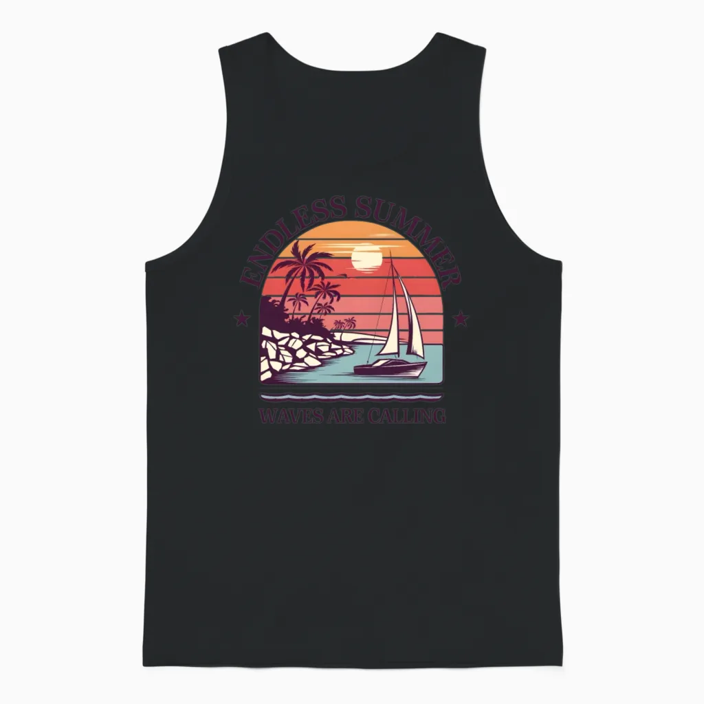 Waves Are Calling 1 Unisex Tank Top in Black