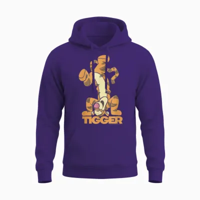 Disney Winnie the Pooh Tigger Upside Down Portrait T-Shirt Small Unisex Hoodie - Purple
