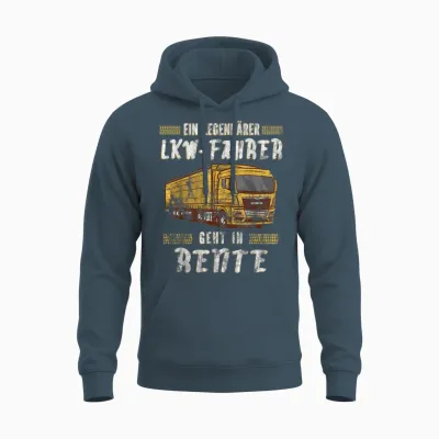 Männer Geschenk Für Lkw Fahrer Zum Ruhestand Rentner Trucker Ein Legendärer Lkw-Fahrer Geht in Rente Schwarz Klein Klassisch Trucker Halbarm Crew Neck Unisex Hoodie - Dark Heather