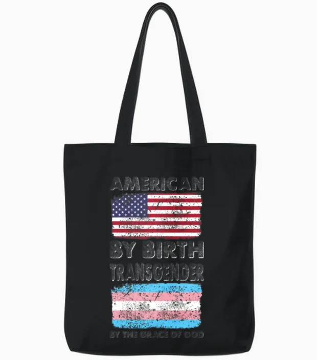 American by Birth Transgender Grace of God Tote Bags in Black