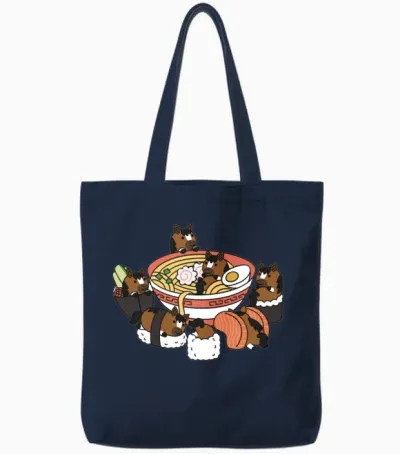 Horse Ramen Sushi Tote Bags - Navy