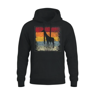 Giraffe Retro Unisex Hoodie - Black
