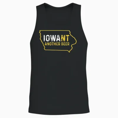 Funny Iowa Beer Distressed Iowa State Map Unisex Tank Top - Black
