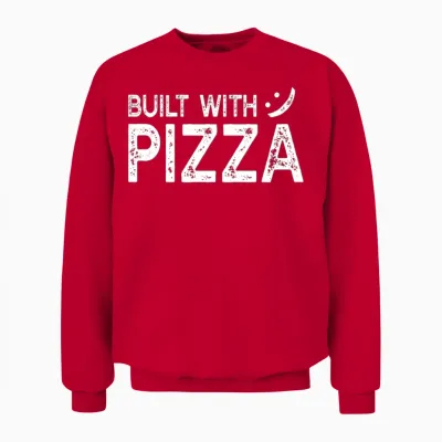 Funny Pizza Sayings - Built with Pizza Unisex Sweatshirt - Red