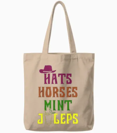 Horse Racing Hats Horses and Mint Juleps Derby Tote Bags - Natural