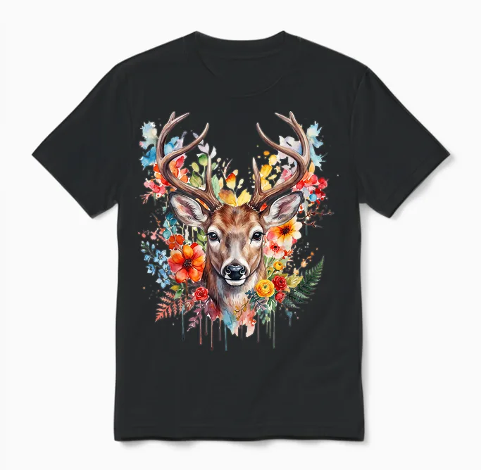 Trachtenshirt Damen Trachten T-Shirt Damen Outfit Hirsch Unisex T-Shirt in Black