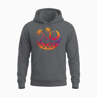Techno Tropical Music Rave Face Summer Fest T-Shirt, Black, S Unisex Hoodie - Charcoal