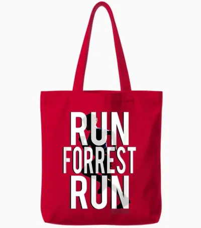 Forrest Gump Run Forrest Run Silhouette T-Shirt, Blue, S Tote Bags - Red