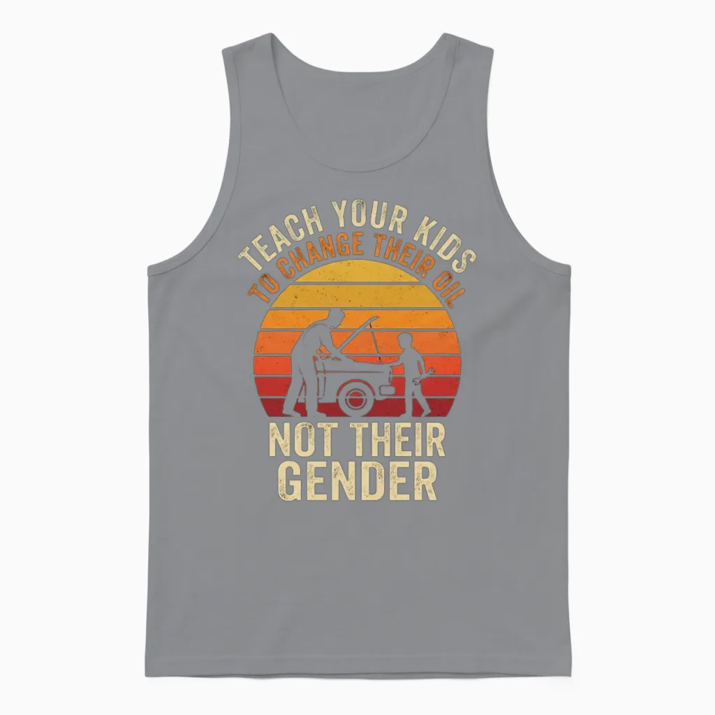 Retro Sunset Oil Change Summer & Beach Gift Unisex Tank Top in Sport Grey
