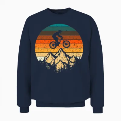Mountainbike Downhill Retro Vintage Unisex Sweatshirt - Navy