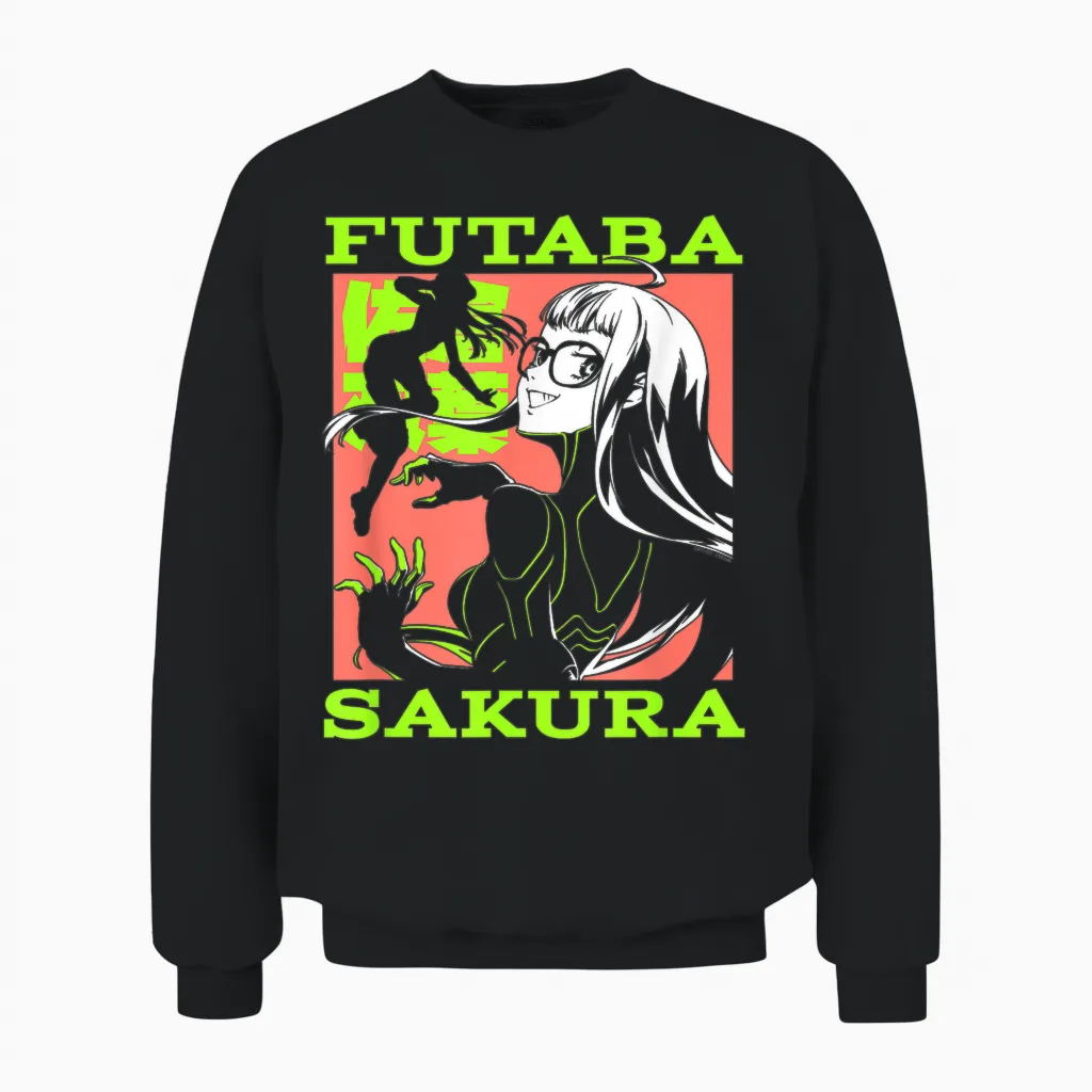Persona 5 Futaba Sakura Manga Collage Rpg Video Game Unisex Sweatshirt in Black