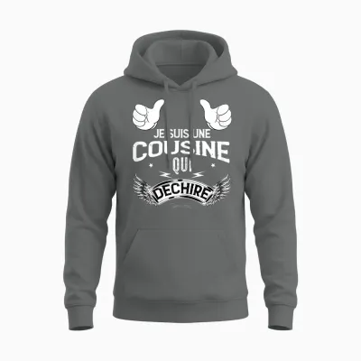 Je Suis Une Cousine Qui Déchire Beau Gift Woman Girl T-Shirt, Black, Female X-Small Unisex Hoodie - Graphite Heather