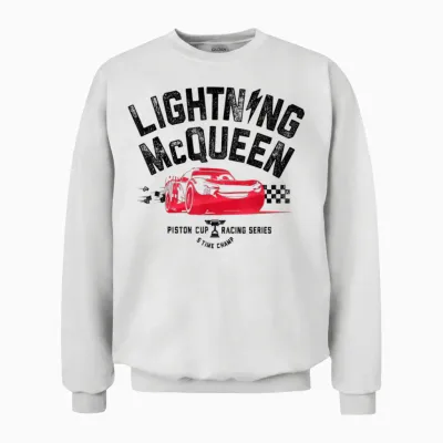 Disney Pixar Cars 3 Flash Mcqueen Ready Graphic T-Shirt, White, S Unisex Sweatshirt - White