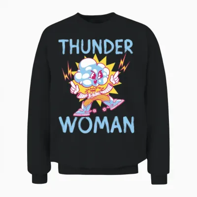 Thunder Woman Thunderstorm Design Unisex Sweatshirt - Black