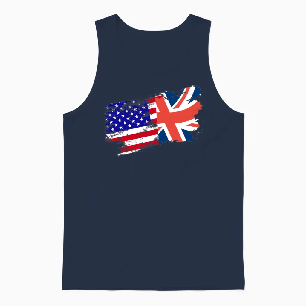 Usa Uk Patriotic & 4th of July Unisex Tank Top in Navy