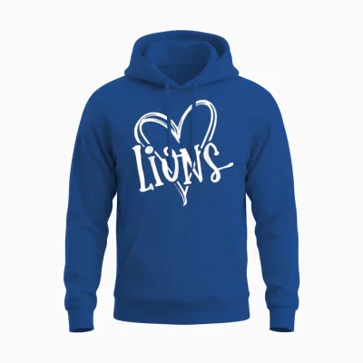 Lions School Sports Fan Team Spirit Heart Design Unisex Hoodie - Royal
