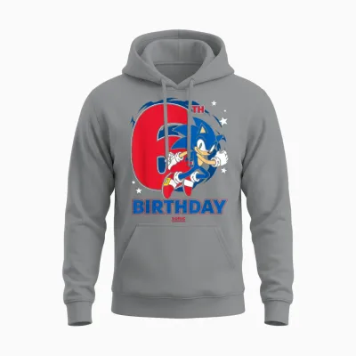 Sonic the Hedgehog Epic Sonic 6th Birthday Big Chest Logo Unisex Hoodie - Sport Grey