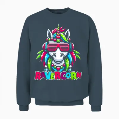 Techno Unicorn Music - Party Rave Nightclub Dj Techno Unisex Sweatshirt - Dark Heather