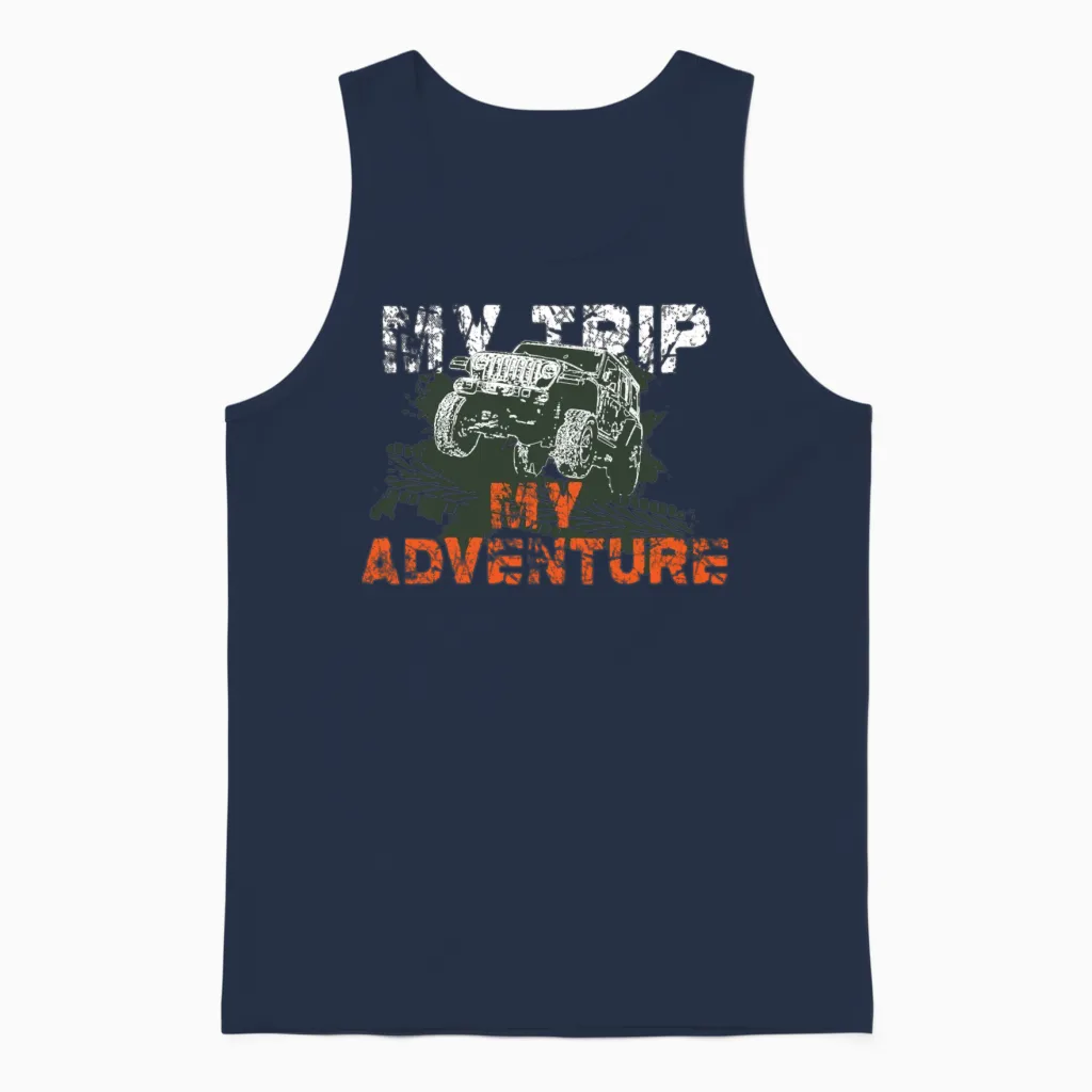 My Trip My Adventure Jeep 4x4 Offroad Unisex Tank Top in Navy