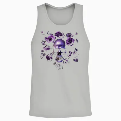 Totenkopf Mit Lila Rosen Gothic Unisex Tank Top - Ash